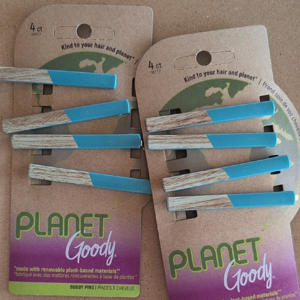 Planet Goody Blue and Wood Hair Clips - 2 set bundle